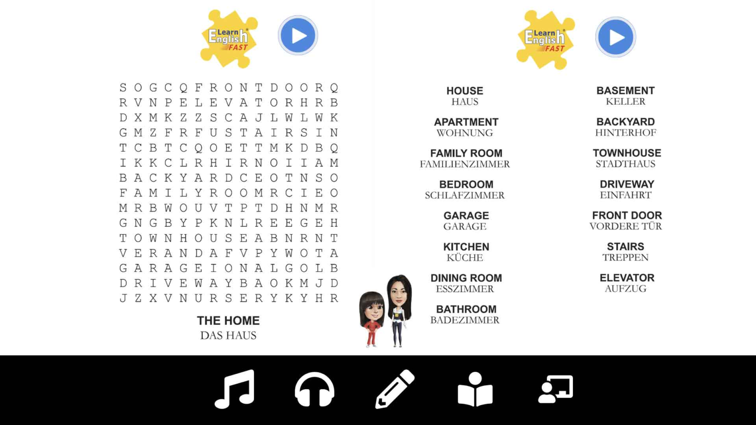 German English Vocabulary Word Search bilingual audiobook